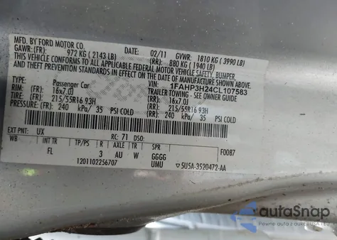 2012 Ford Focus Sel из США, поврежденный, VIN 1FAHP3H24CL107583